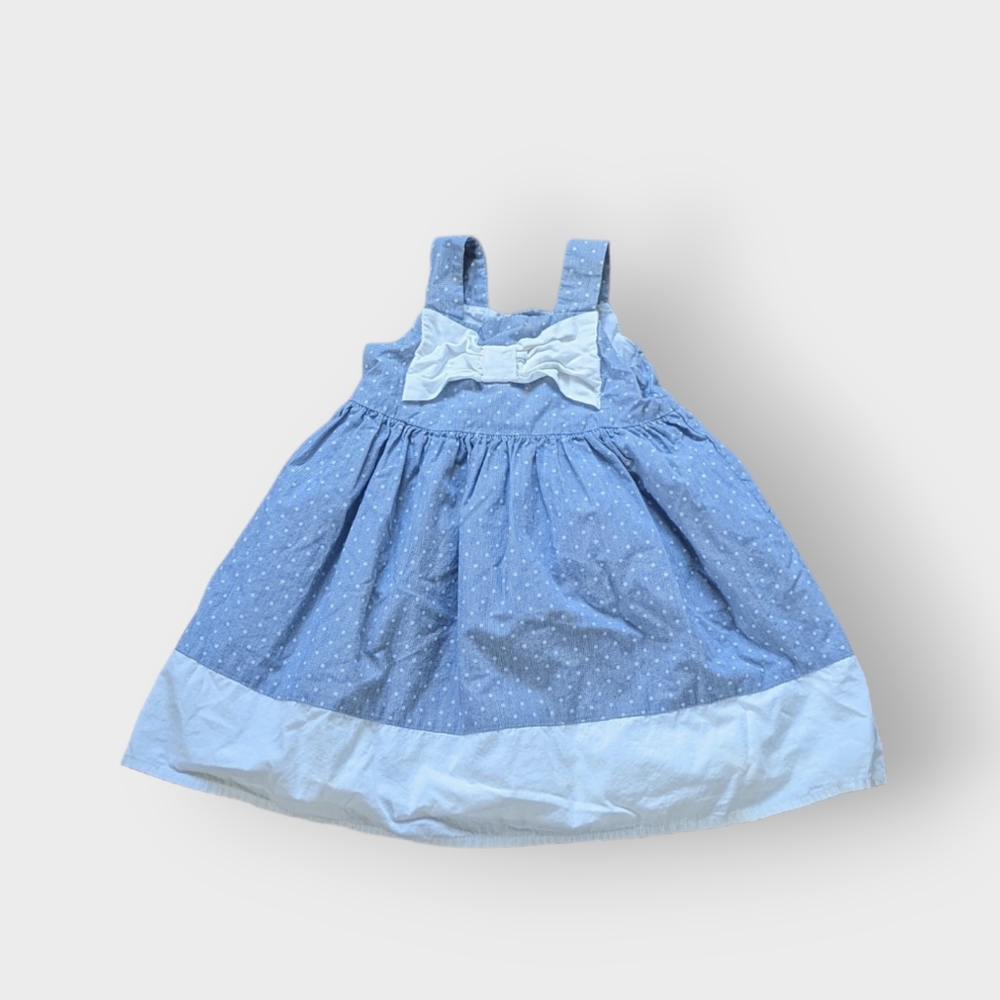 Gymboree 18-24 Months Toddler Girl Blue Polka Dot Dress with Bow and Lining